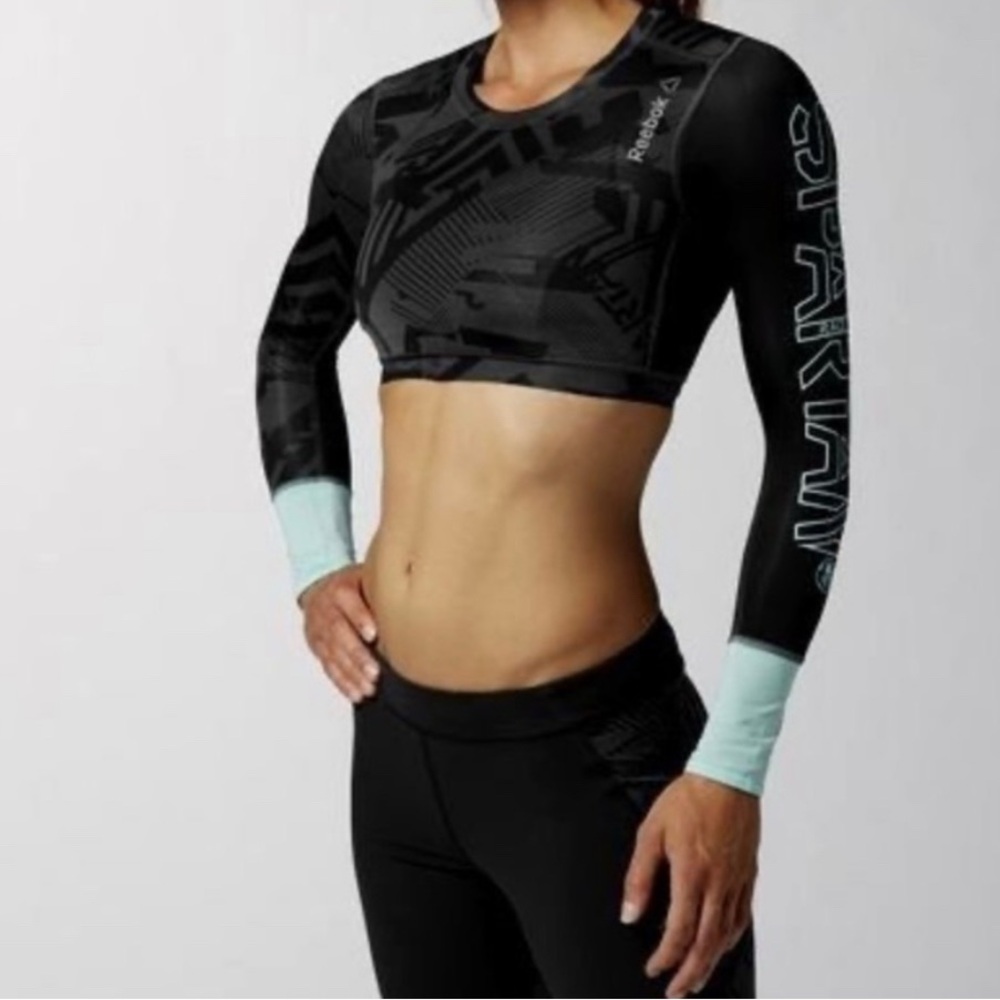 SPARTAN Reebok Women's Black and Mint Crop